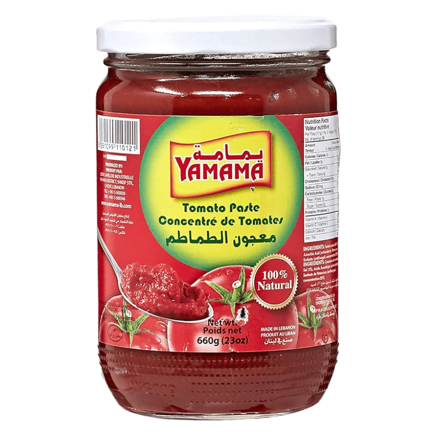 Jar of tomato sauce Middle Eastern condiment labeled "yamama"